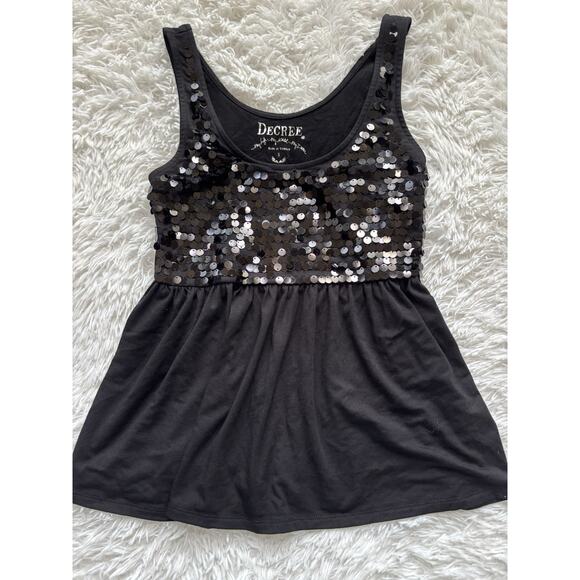 Decree Women’s Sz. S Black Sequin Tank Top. Pretty, Exc. Cond - Picture 1 of 7